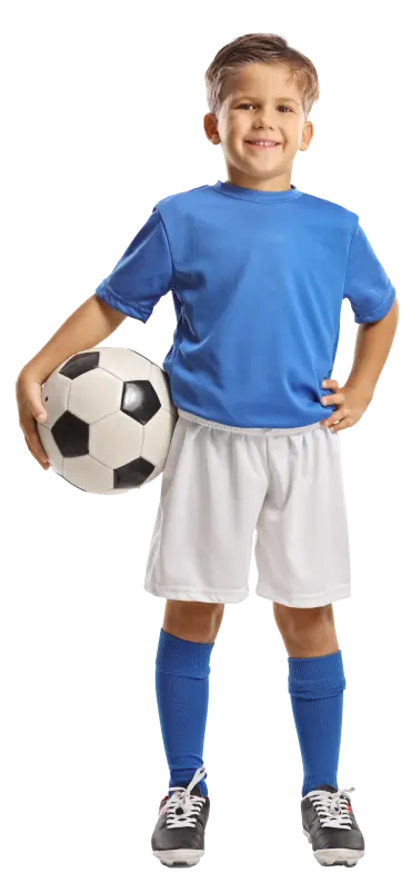 Young child holding a football, symbolizing the future of sports with Sporbit